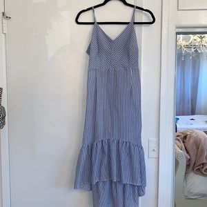 summery blue and white high low dress!